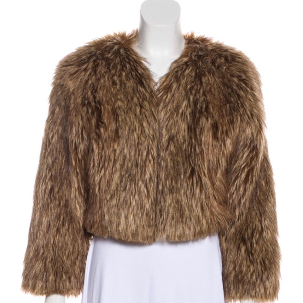 Faux fur open front jacket